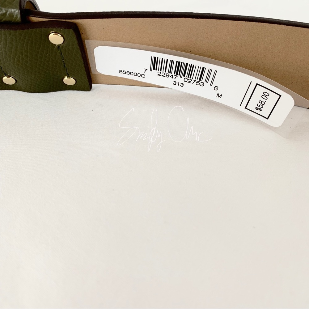 NWT MK gold tone logo genuine leather belt green - Picture 5 of 6
